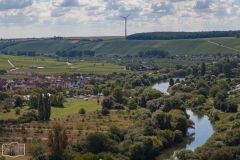 Blick auf den Stellplatz an der Mainfähre in Nordheim bei Volkach