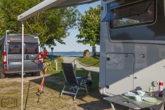 Blick vom Stellplatz Maasholm auf die Schleimündung in die Ostsee