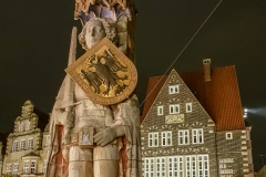 Weihnachtsmarkt in Bremen -Blick auf den Roland-