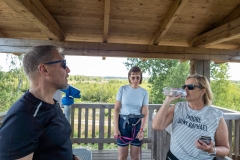 Anja, Karsten, Xenia auf dem Aussichtsturm im Becklinger Moor